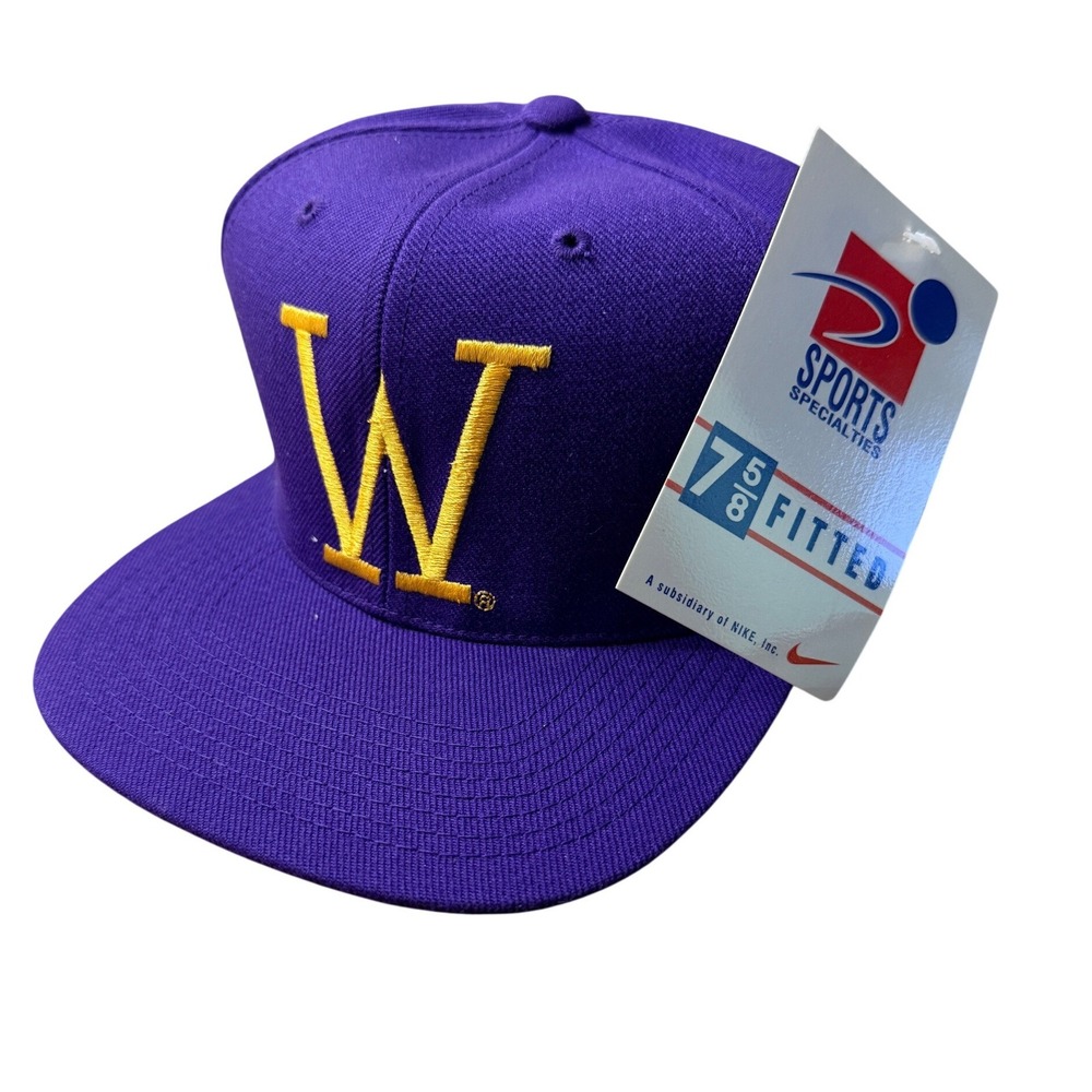 Vintage Washington Huskies Fitted Hat Mens 7 5/8 Purple Wool Sports Specialties